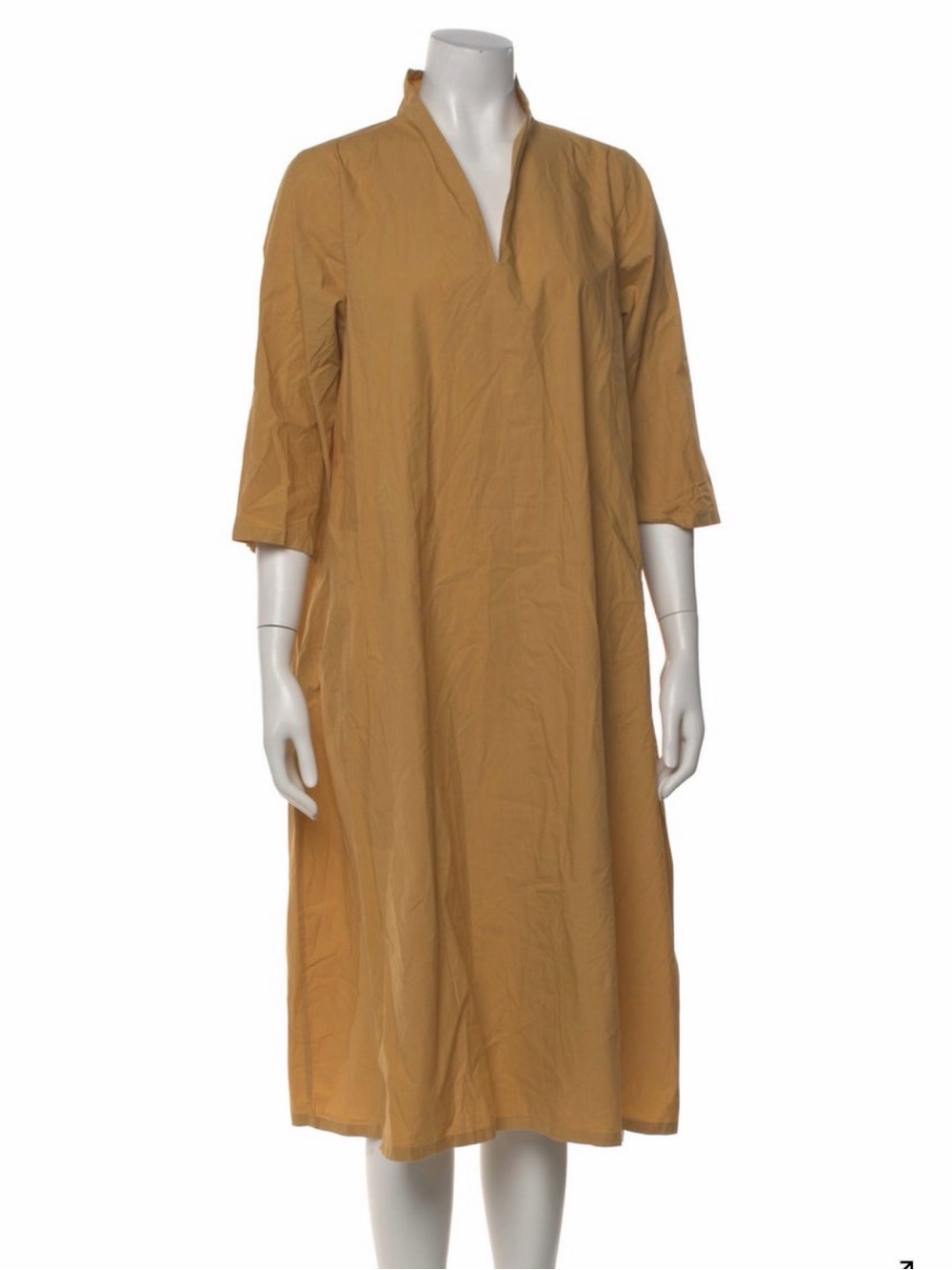 LABO.ART Mustard Cotton Midi Dress Size 3 US 10-12 Made in Italy NWOT